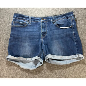 Levi’s Women’s 501 Mid-Thigh Denim Shorts Size 32 Blue Cuffed Raw Hem‎